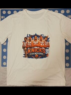Knicks Champions Graphic Tee - White with Orange & Blue
